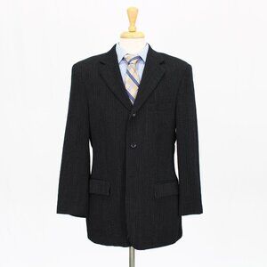 Wilke-Rodriguez 41R Black Striped 3-Button Sport Coat Blazer Jacket V510
